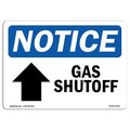 Signmission OSHA Notice Sign, 7" Height, 10" Width, Aluminum, Gas Shutoff [Up Arrow] Sign With Symbol, Landscape OS-NS-A-710-L-13028